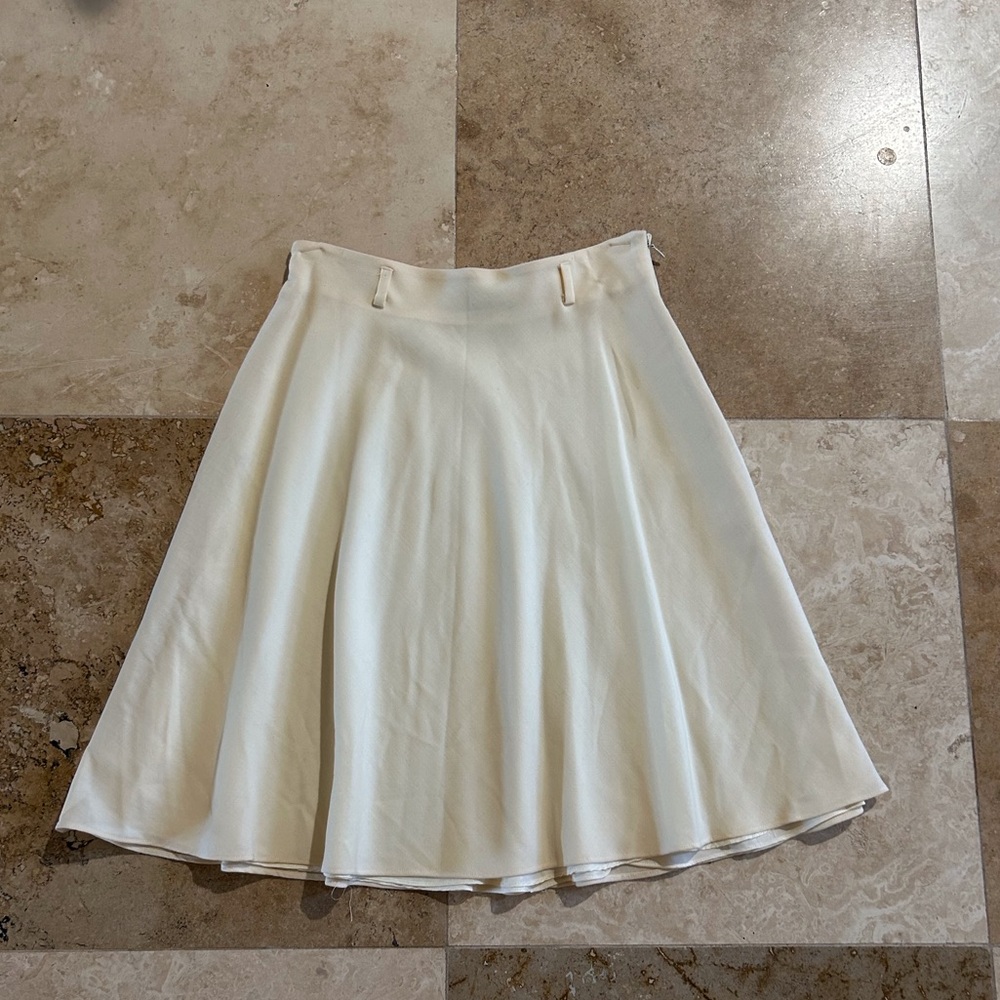 Ralph Lauren Off White Cream A-Line Skirt with Belt Loop